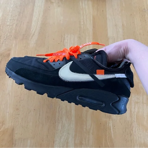 Nike Air Max 90 Men’s Black, White & Orange Low-Top Athletic Sneakers - Picture 12 of 13